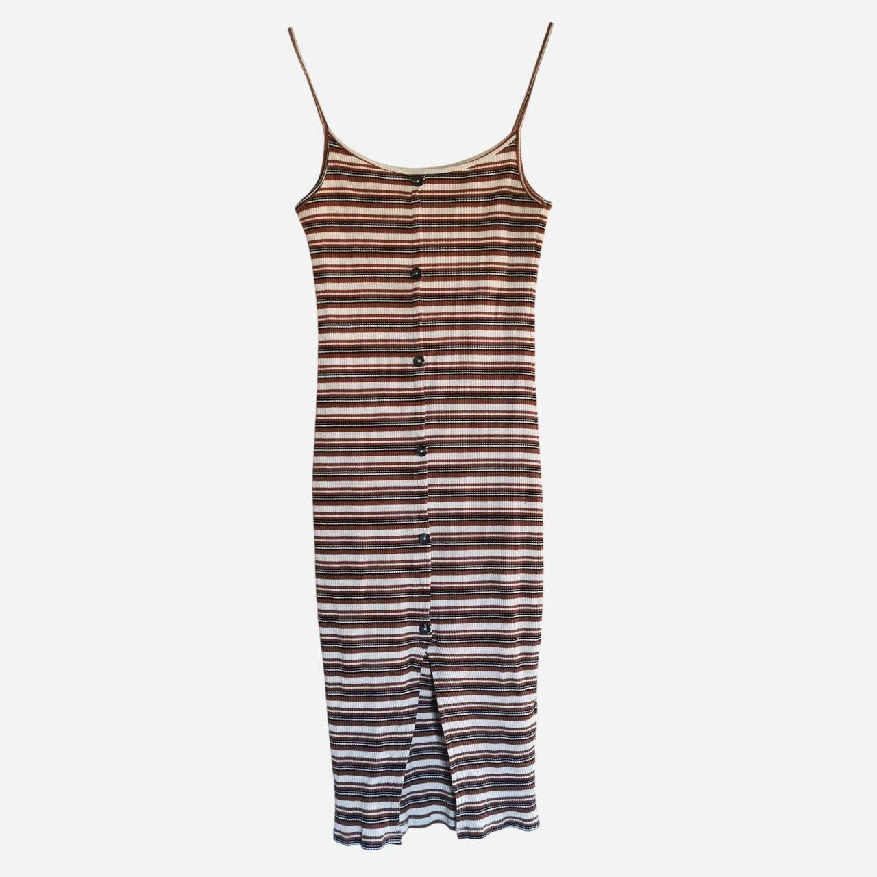 Vestiti: Jersey gestreiftes Midikleid mit Knöpfen – Nuovo (secondo la descrizione) da Ringgenberg BE venduto da Vinyl.Love