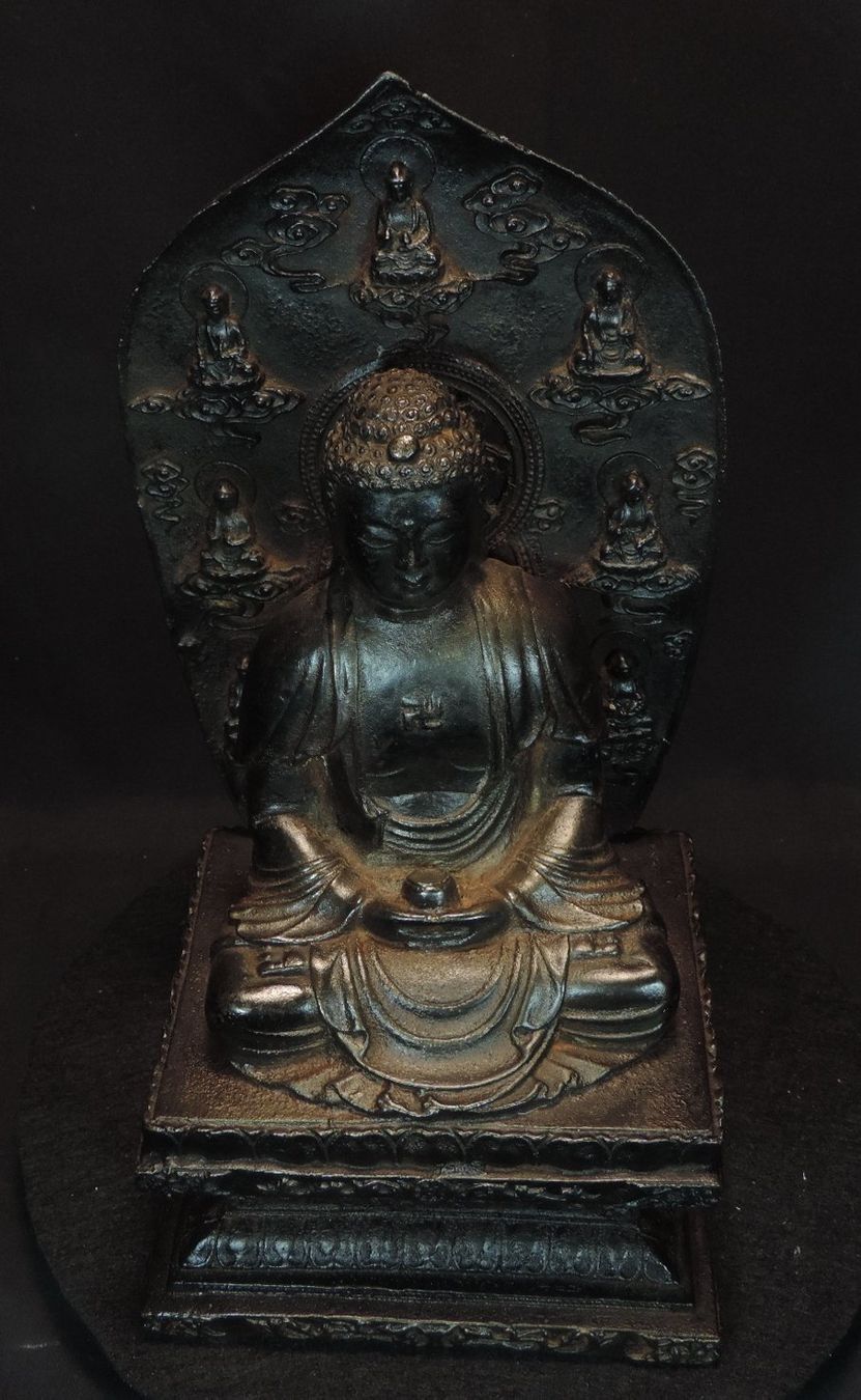Sculture & Statue: alte Buddha Figur aus Eisenguss mit Aureole – Usato da Duggingen venduto da roterbambus 8