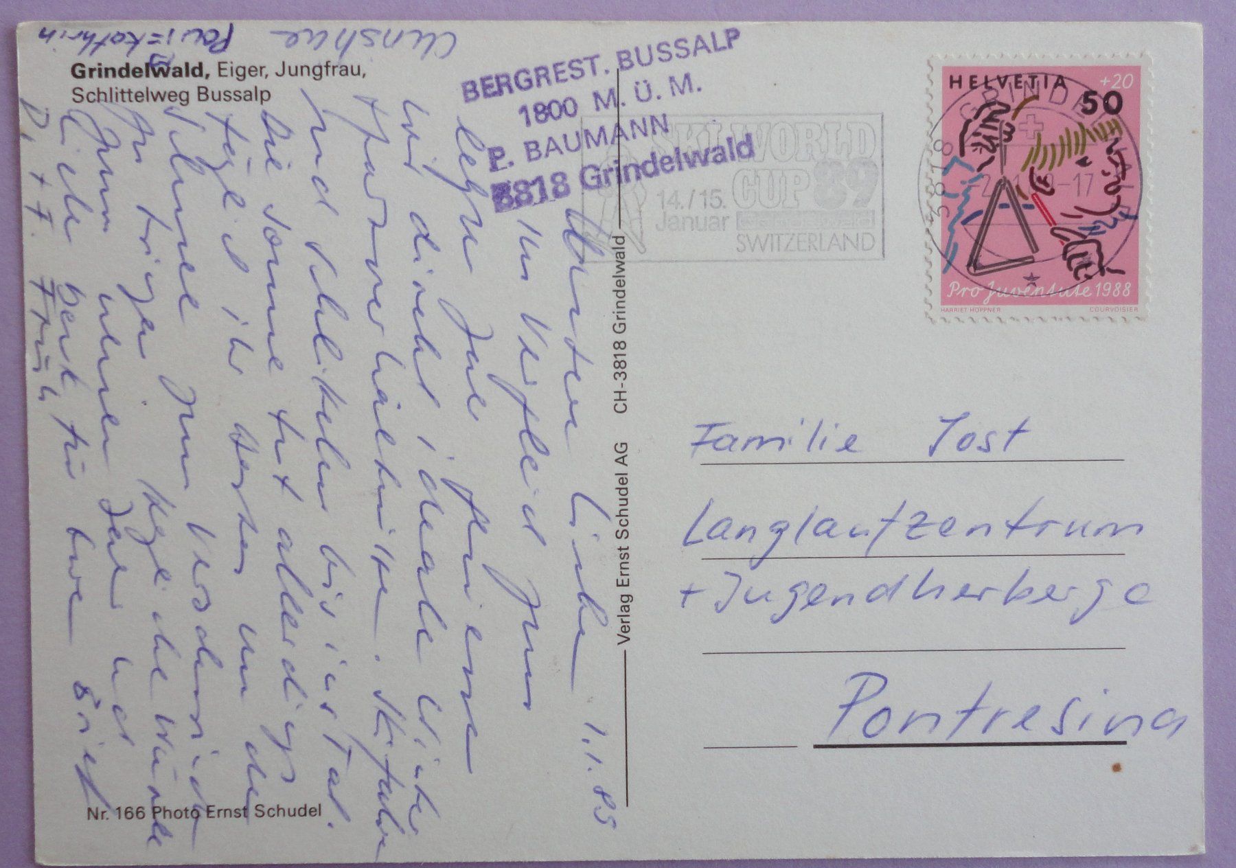 Cartoline postali: Grindelwald, Eiger, Jungfrau, Schlittelweg  Bussalp – Usato da Fétigny venduto da Billy2miny 1