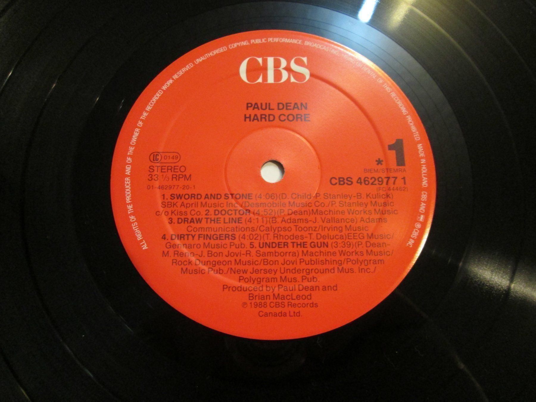 Schallplatten: Vinyle Paul Dean Hard Core CBS 1988 Occasion – Gebraucht aus la Chaux-de-Fonds von Lampe 1