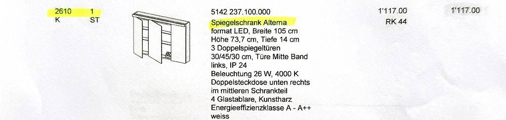 Armadietti a specchio: Spiegelschrank Alterna – Usato da Bern venduto da G.Graeser 1