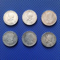 Lot de 6 Cuartos de Balboa Panama années diverses en argent
