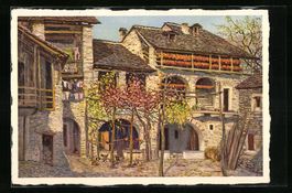 Künstler-AK Losone, Cortile Ticinese