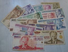 Lot ++ 14 alte Banknoten aus Türkei ab 1970