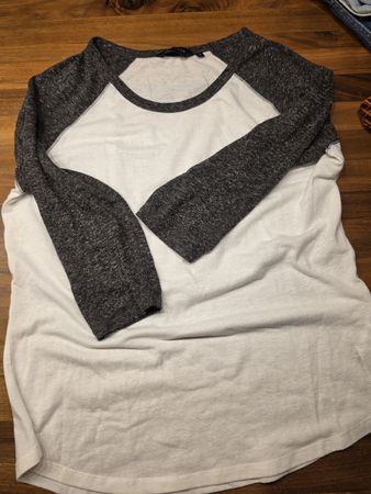 New Look T-Shirt Weiss/Grau Grösse 40 Damen