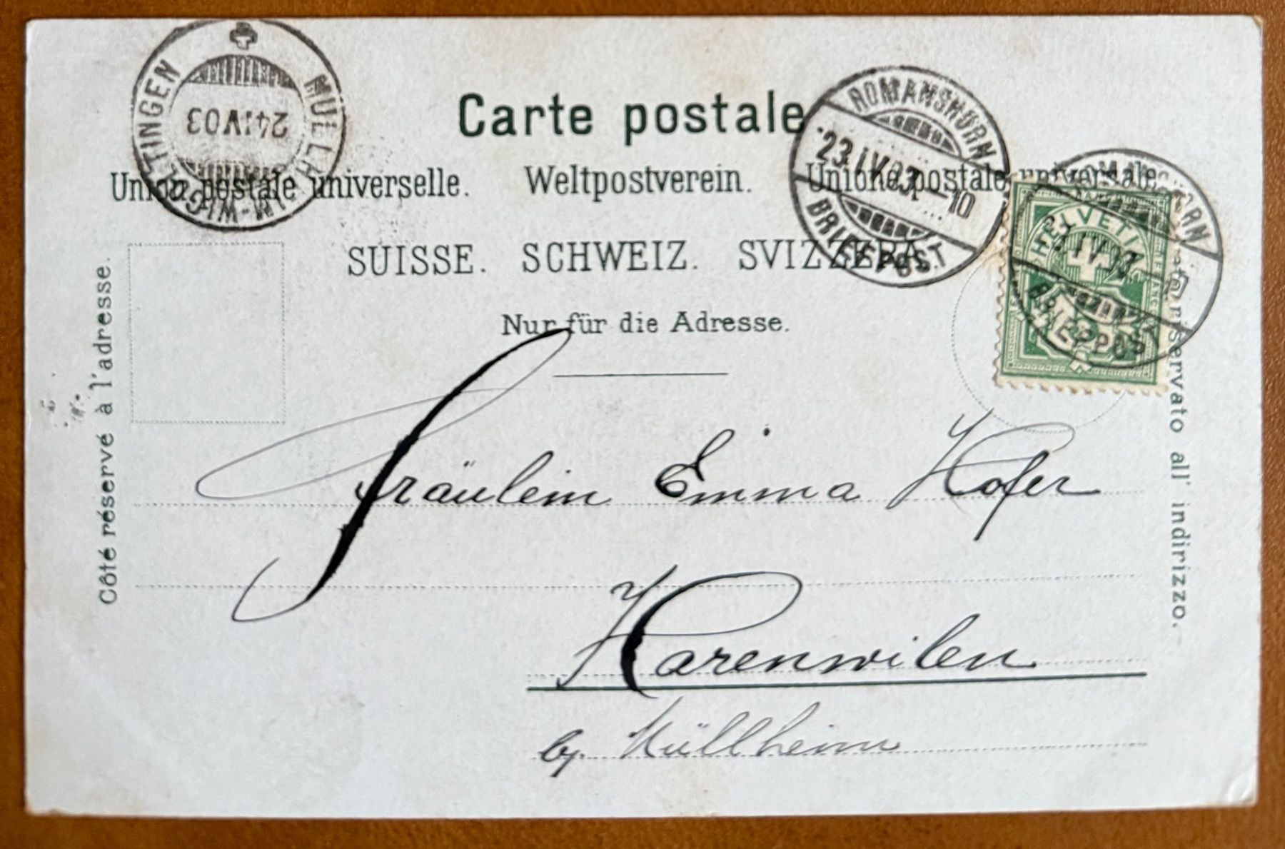 Cartoline postali: ROMANSHORN 1903 – Usato da Lutry venduto da Ediego 1