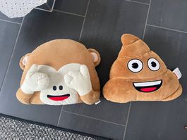 Emoji Kissen, Affe und Poo, 35x35cm ca