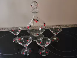 Likör- / Schnapsservice im «Polka Dot»-Design Mid-Century