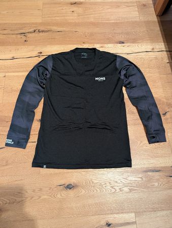 Mons Royale Langarmshirt Merino schwarz/violett Grösse L 