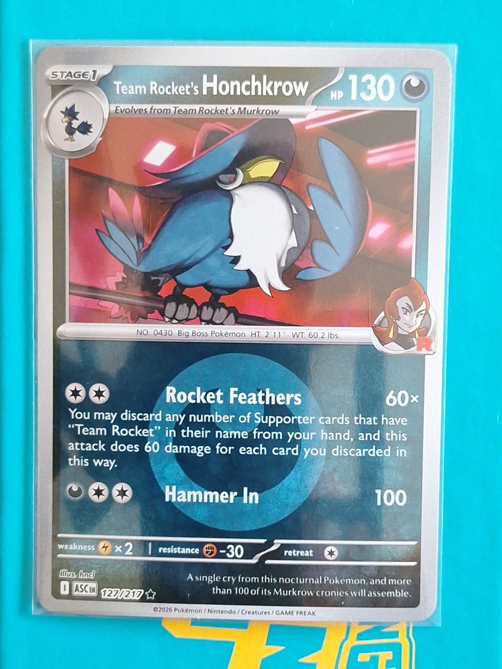Pokémon Sammelbilder & Trading cards: Team Rocket's Honchkrow Reverse Holo energy Ascended Heroes – Gebraucht aus Altstätten SG von GGsGameshop