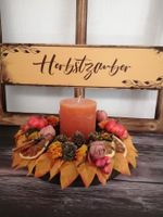 🎃Herbstzauber Tischdeko Kranz+ Kerze im Tablett