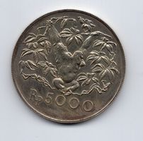 (1258) Indonesien, 5000 Rupien, 1974, Affe, stgl, Auflage 43