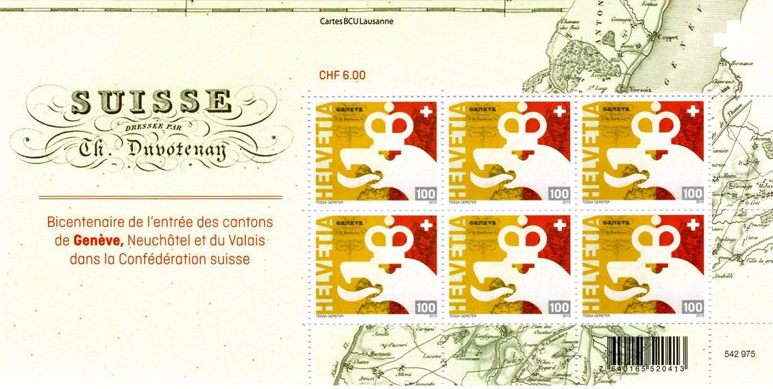 Tutti i francobolli: 3 Bogen Bicentenaire - Genève, Neuchâtel, Valais** – Nuovo (secondo la descrizione) da Dottikon venduto da haeusibuh5 1
