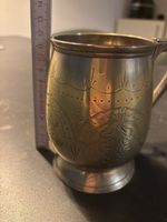 Antiker Messingbecher mit Gravur, Vintage