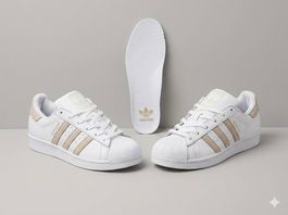 Retro ADIDAS SUPERSTAR, weiss/ sand, neuwertig, Gr.39.5