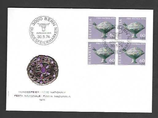 Tutti i francobolli: CH FDC Pro Patria  Viereblock 1974 – Nuovo e nell'imballaggio originale da Koblenz venduto da Markenhimmel