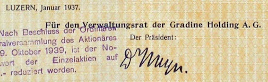 Documents: Gradine Holding AG, Luzern - 1937 – D'occasion à Solothurn par Sgasche 1