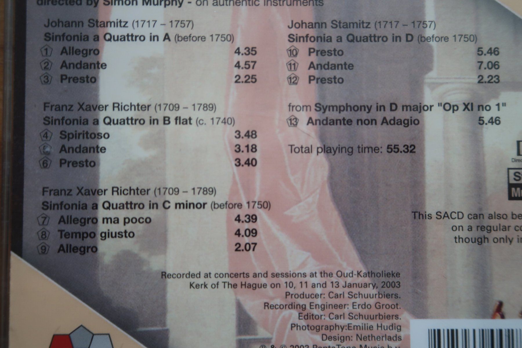 CD: STAMITZ RICHTER - EARLY STRING SYMPHONIES - MURPHY - SACD – Usato da Basel venduto da Patiscat 2
