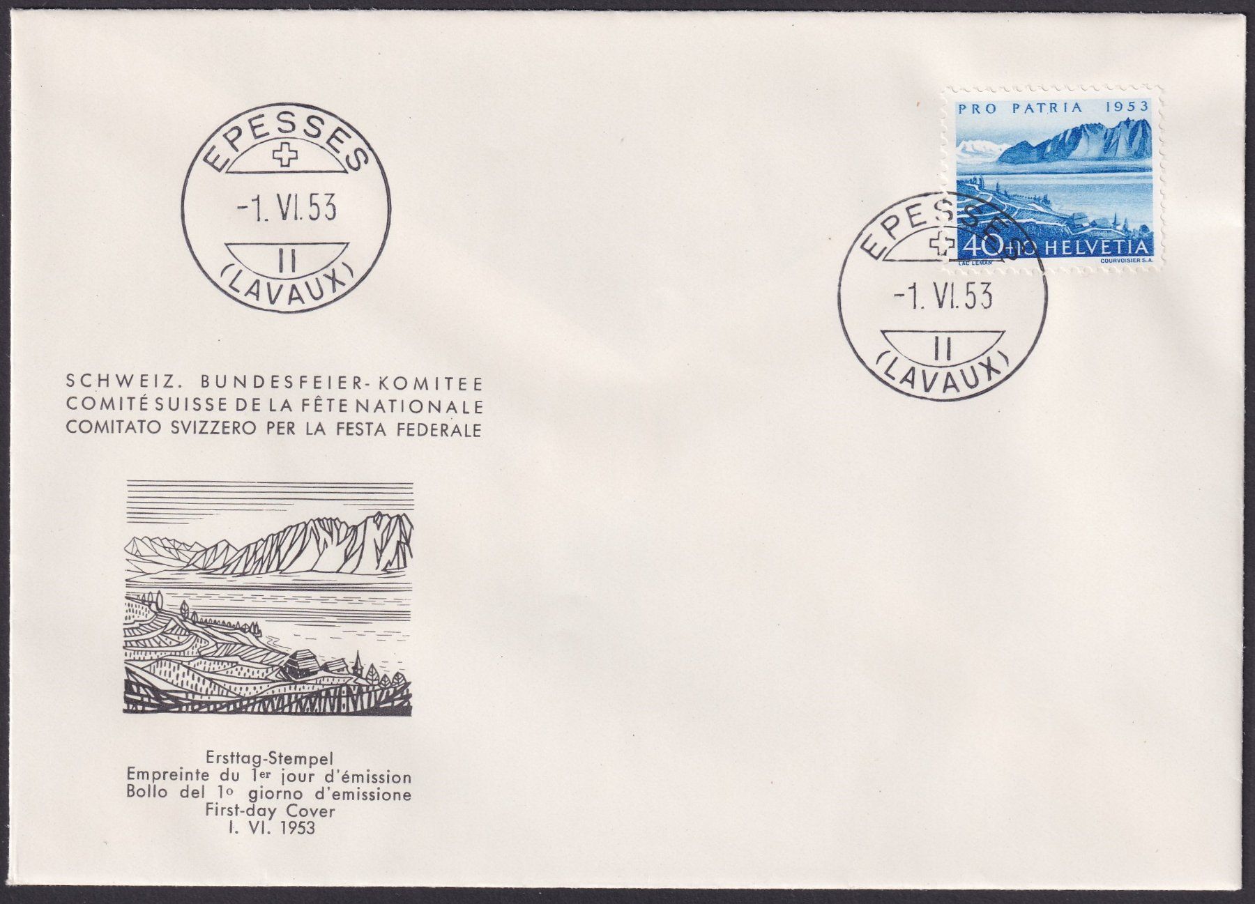 Alle Briefmarken: PP 1953 Komitee FDC, B61-B65, Seen + Wasserläufe – Gebraucht aus Ebikon von SilvioFreund 5