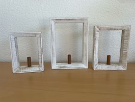 3er-Set Holz-Bilderrahmen Trockenblumen | ShabbyChic/Vintage