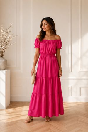 Tara Jarmon Fuchsia Long Dress