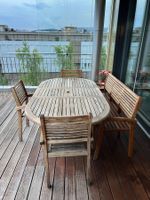 Massivholz-Gartentisch mit Bank & Stühlen