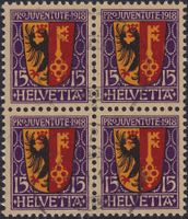 1918, J11 Viererblock mit sauberem Stempel. Kat: 330.-