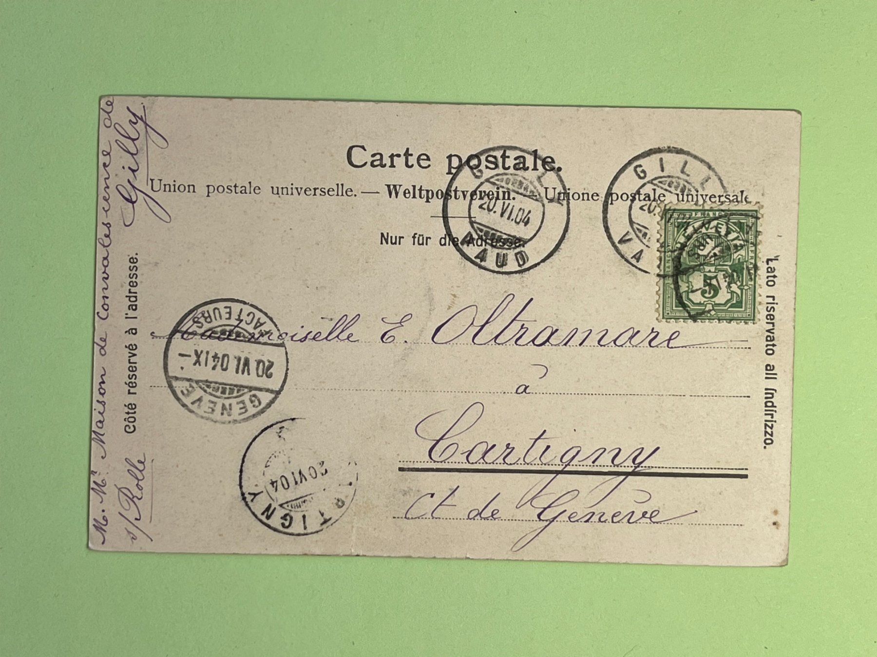 Cartoline postali: Farniente - Gilly Vaud - 1904 – Usato da Steg VS venduto da danwer74 1