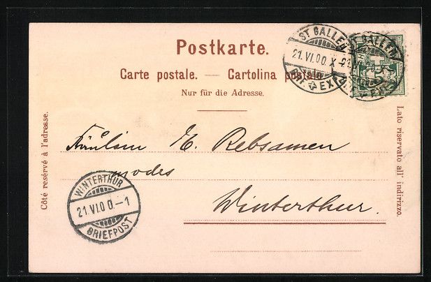 Cartoline postali: Litho St. Gallen, Panorama von der Falke – Usato da Berlin venduto da bartko-reher 1