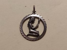 800er Silberanhänger Jungfrau Astrologie Vintage Schmuck