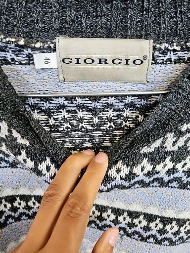 Pullover & Sweatshirts: GIORGIO Fair Isle Pullover – Größe 46 – Schwarz & Hellblau – Gebraucht aus Zug von vinokilo 4