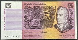 Australien 5 Dollar Note, Jahrgang 1974, Sehr Selten!