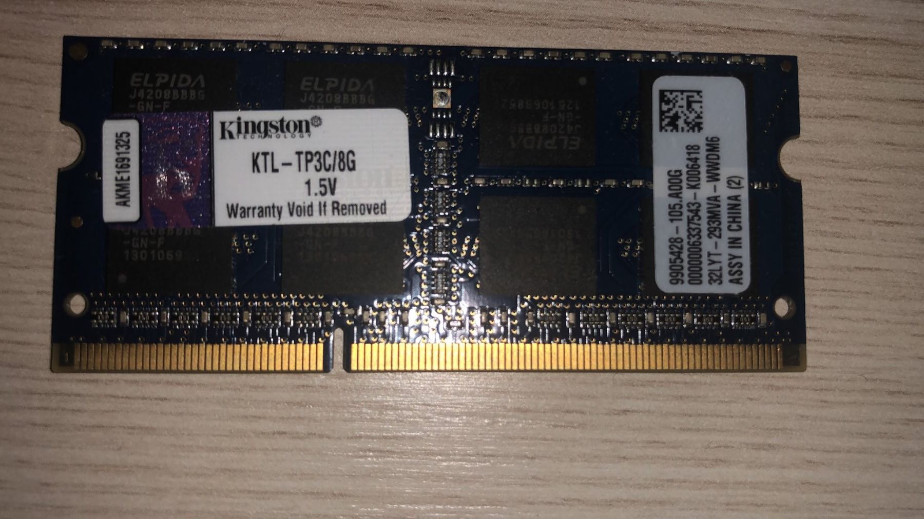 Kingston Memoria / RAM: Vends 1 Ram sodimm 8gb Kingston – Usato da Corpataux venduto da pfi_27t6