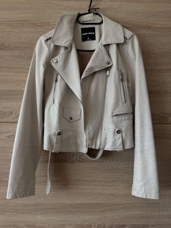 Veste faux cuire beige clair