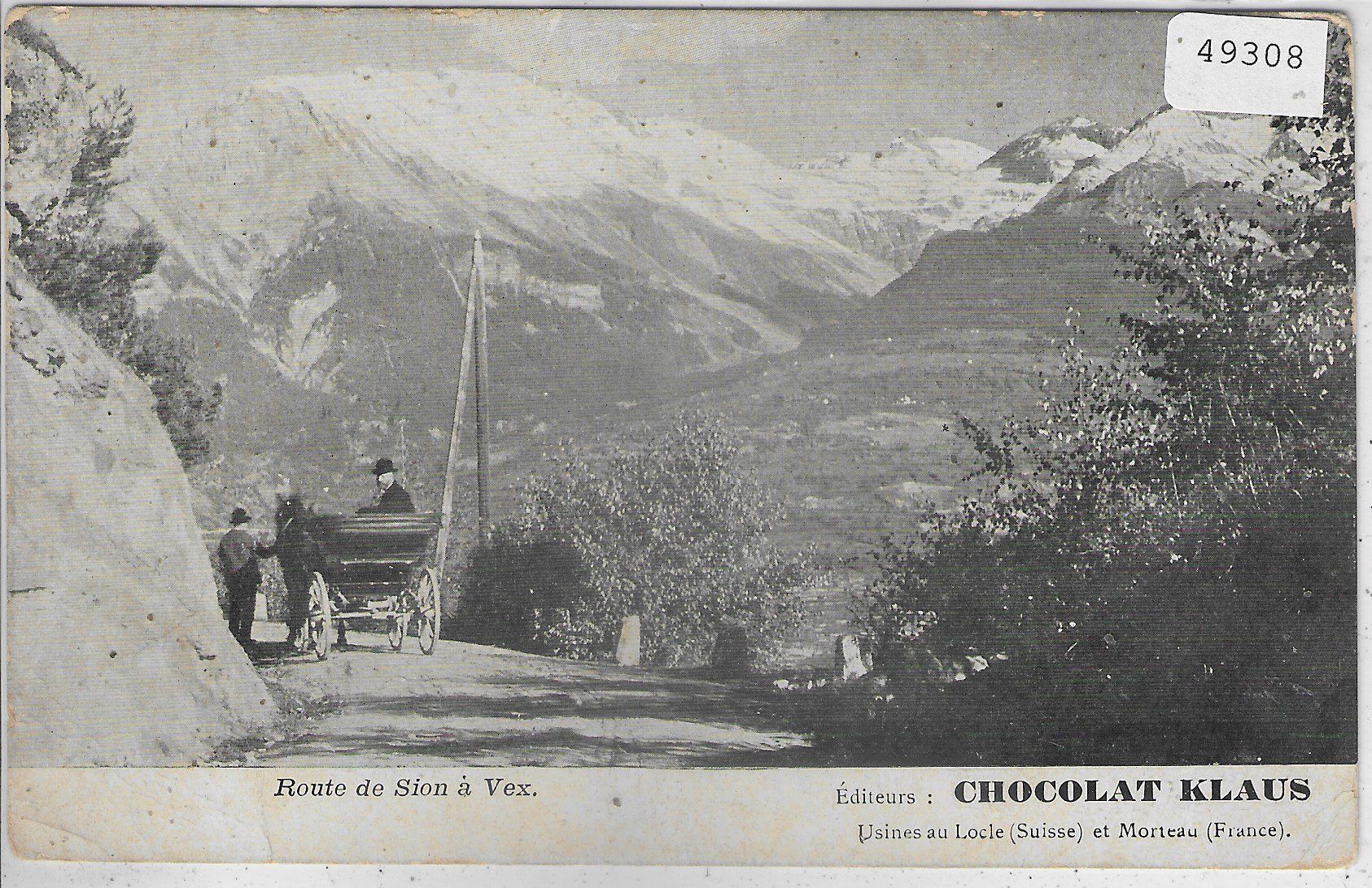 Cartoline postali: Chocolat Klaus - Route de Sion a Vex – Usato da Ettingen venduto da Kartenplanet