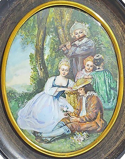 Dipinti: Gemälde antik "FÊTES ELEGANTES" – Usato da Zug venduto da urzeit