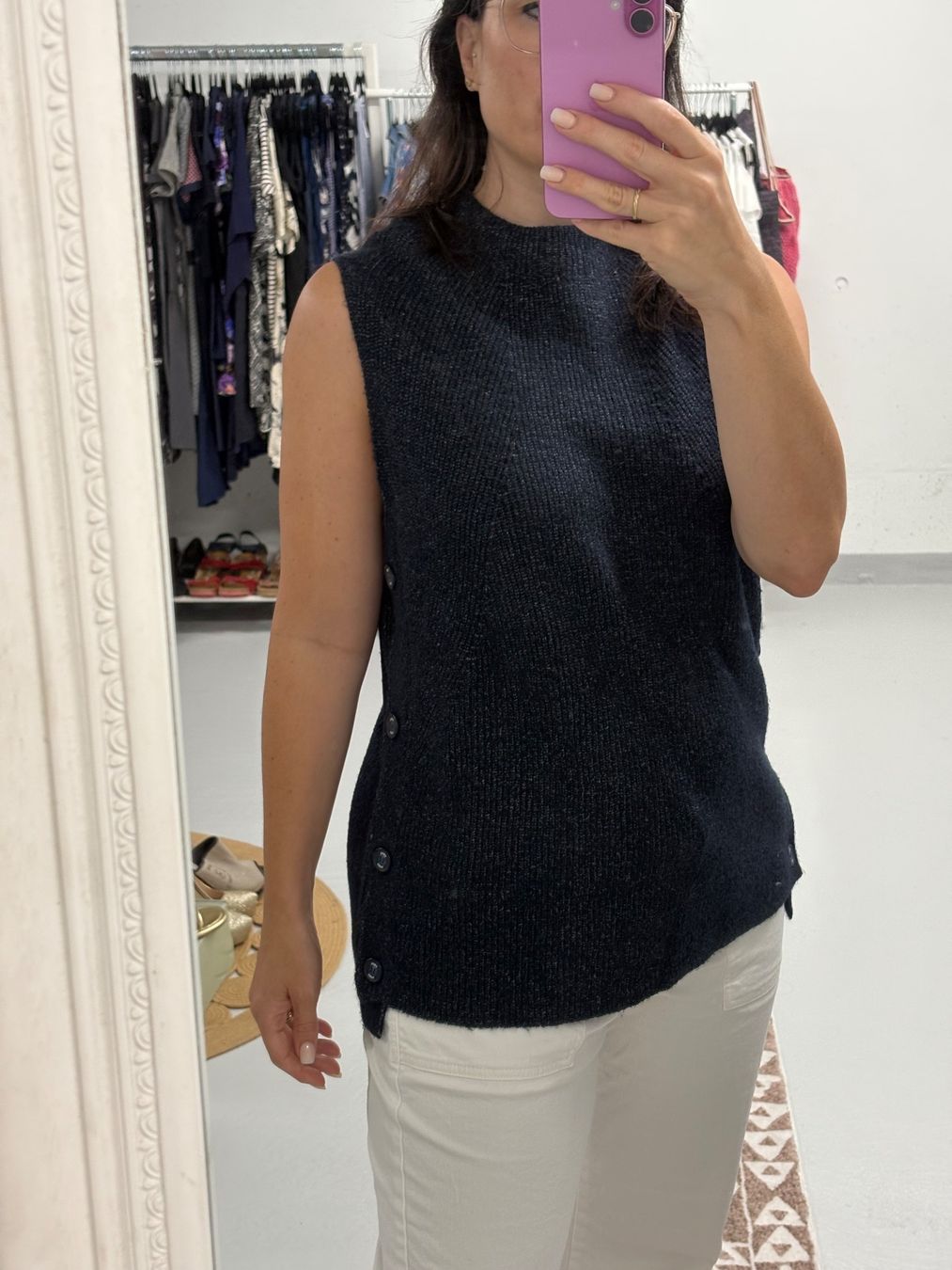 Cecil Maglioni & Felpe: CECIL Pullunder Gr. M blau mit Köpfen gestrickt – Nuovo (secondo la descrizione) da Regensdorf venduto da secondchancefashion
