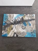 Modernes abstraktes Gemälde blau / schwarz  handgemalt