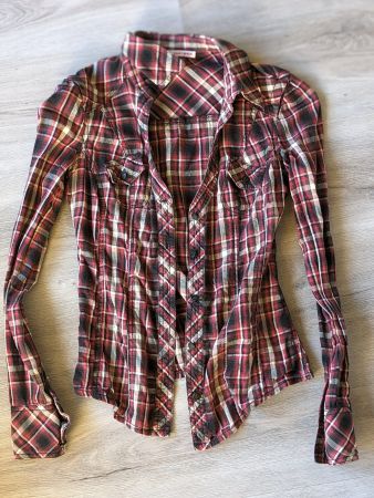 Chemise carreaux noir/rouge