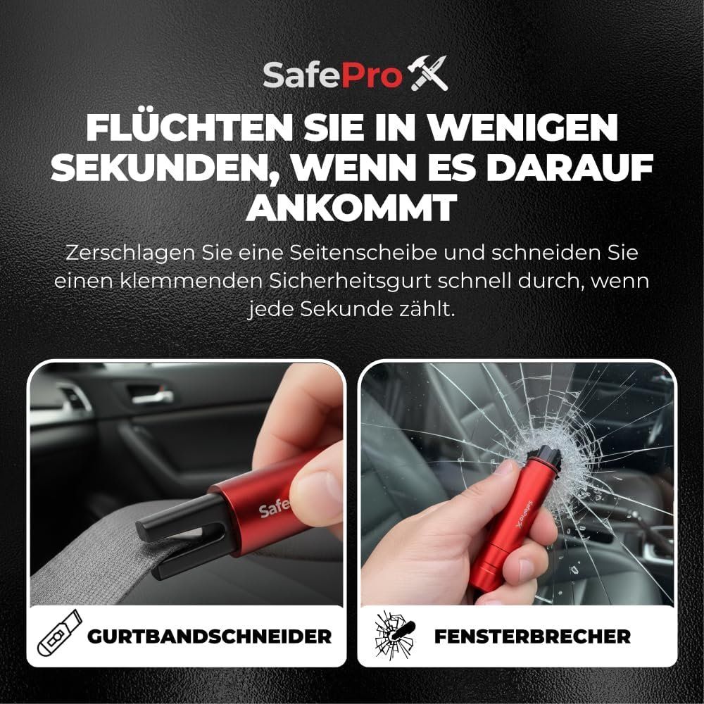 Alle Werkzeuge: 2er-Pack Notfallhammer Auto mit Gurtschneider & Federkörner- – Neu und originalverpackt aus Schaffhausen von Gipfelgut 1