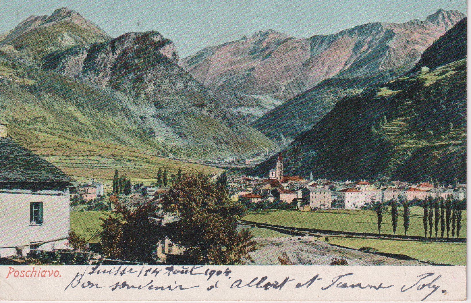 Cartoline postali: AK Poschiavo - panorama 1904 – Usato da Riva San Vitale venduto da MAR-NAPO