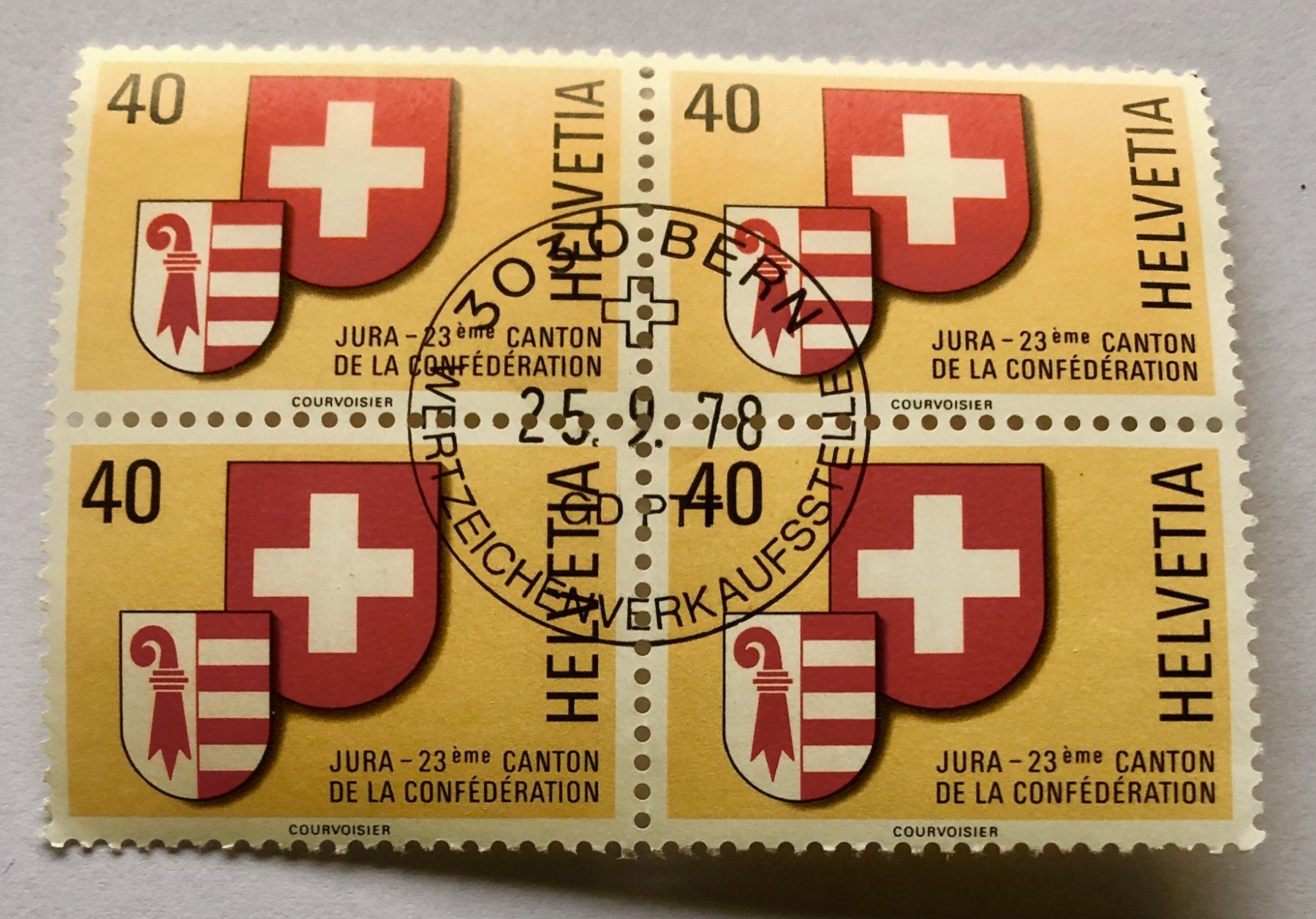 Tutti i francobolli: 4er Block Nr.421 Stempelt Bern 1978    – Usato da Aarau venduto da Billa007