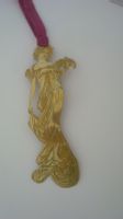 Buchzeichen Metall goldig Dame im Jugendstilkleid 10x3 cm