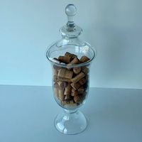 Grosse Glas-Bonboniere mit Deckel auf Fuss  50 cm