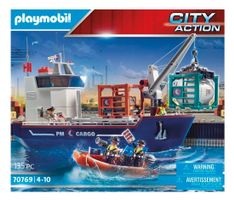 PLAYMOBIL 70769 grosses Containerschiff mit Zollboot – OVP