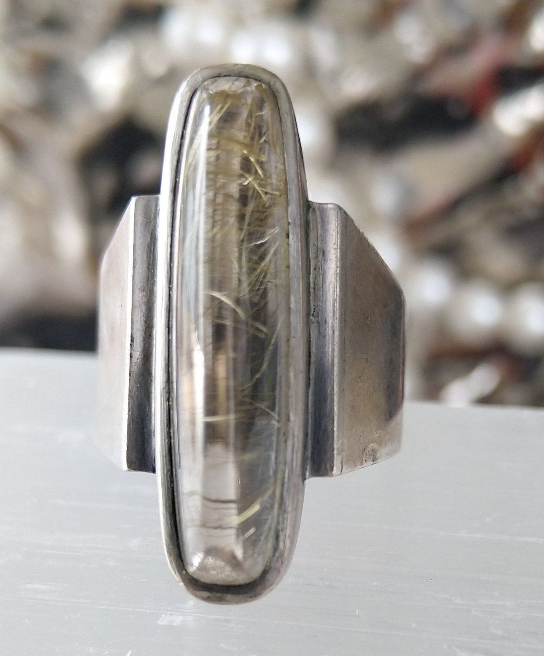 Anelli: RUTILQUARZ "ENGELSHAAR" RING  800 925 SILBER – Usato da Romanshorn venduto da Glitzer-Paradies 6