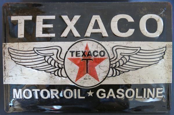 Texaco Schilder: Blechschild 3D-TEXACO MOTOR OIL-GASOLINE – Neu und originalverpackt aus Rupperswil von big-one-sale