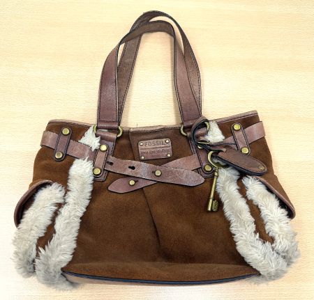 FOSSIL Long Live Vintage 1954 sac cuir daim +  fourrure