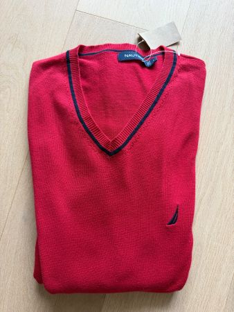 Pull V-Neck NAUTICA Rouge, Homme L 100% coton