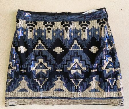 ANISTON Pailletten Rock Gr. 36 schwarz grau beige